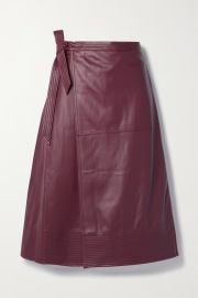 Merlot Bia wrap-effect paneled vegan leather midi skirt JONATHAN SIMKHAI NET-A-PORTER at Net a Porter